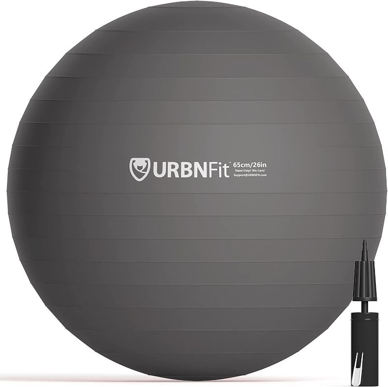 View 1 of URBNFit Exercise Ball - Yoga Ball for Workout Pregnancy Stability - AntiBurst Swiss Balance Ball w/ Pump - Fitness Ball Chair for Office, Home Gym