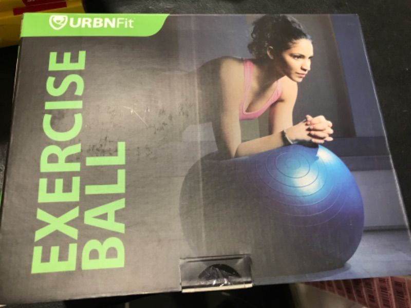 View 2 of URBNFit Exercise Ball - Yoga Ball for Workout Pregnancy Stability - AntiBurst Swiss Balance Ball w/ Pump - Fitness Ball Chair for Office, Home Gym