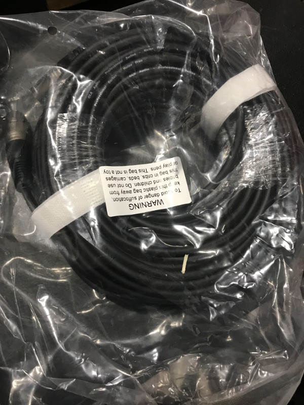 Photo 2 of gls audio 100ft mic cable patch cords - xlr male to xlr female black microphone cables - 100' balanced mike snake cord - single