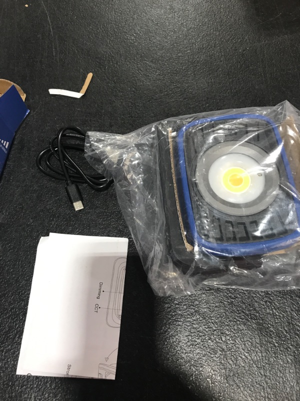 Photo 2 of ZCHBAO Magnetic LED Work Light, 2000Lm Rechargeable LED Work Light with 8000mAh Power Bank, IP54 Portable Rechargeable LED Flood Light with Magnets, 3 Lighting Colors and Dimmable Brightness Blue