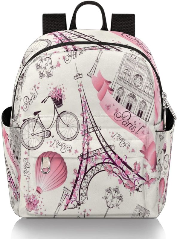 Photo 1 of 
TropicalLife Romantic Paris Eiffel Tower Bikes Butterfly Small Backpack for Women Ladies, Mini Backpack Travel Casual Backpack Purse Satchel Daypack