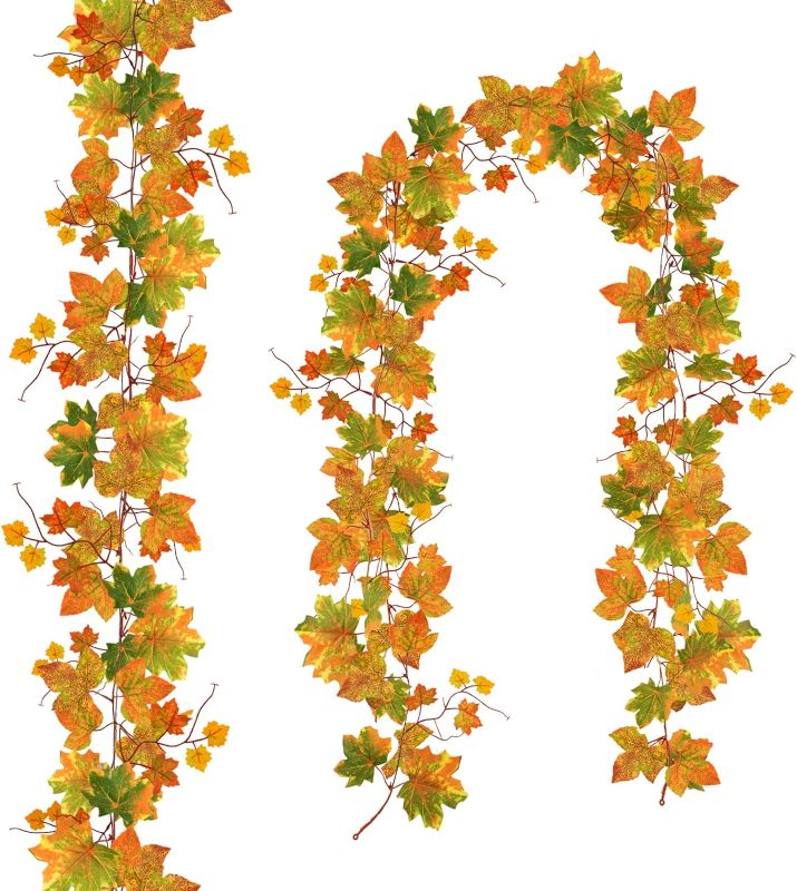 Photo 1 of 
Uieke 2 Pack Fall Maple Leaves Garland - 7.8ft/Piece Artificial Autumn Foliage Garland Thanksgiving Garland for Home Party Mantle Outdoor Fireplace 