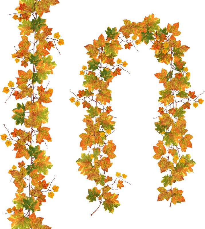 Photo 1 of 
Uieke 2 Pack Fall Maple Leaves Garland - 7.8ft/Piece Artificial Autumn Foliage Garland Thanksgiving Garland for Home Party Mantle Outdoor Fireplace Fall.