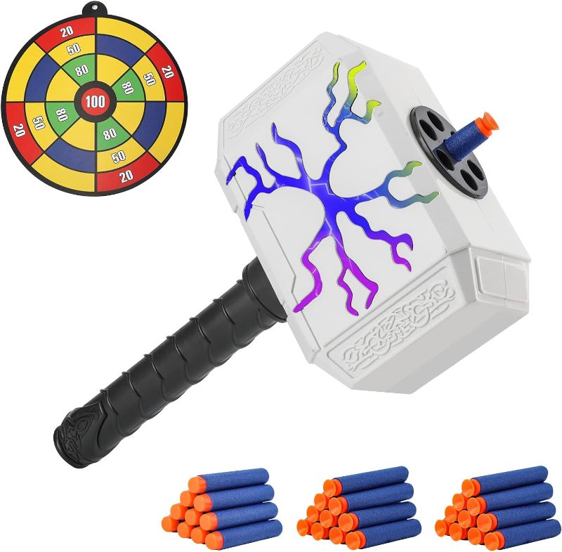 Photo 1 of 
Dart-Blasting Hammer Toys Guns with Light -Toys for 6+ Year Old Boys,Kids Roleplay Toy Thunder Mjolnir Includes 30 Darts Gift for Boys & Girls Shooting...
