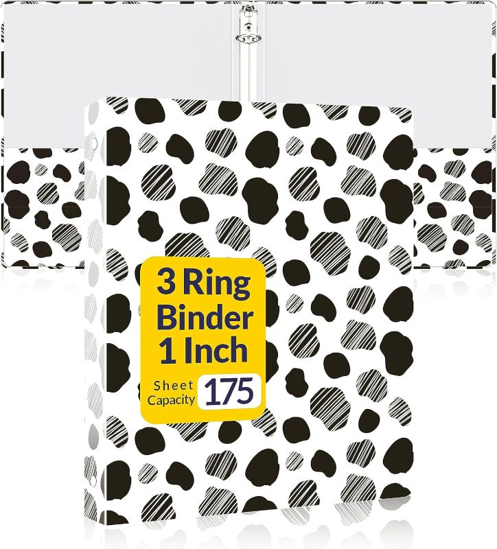 Photo 1 of 
3 Ring Binder 1 Inch, SUNEE Cute Binder with 2 Pockets, Decorative Zebra Dot Three Ring Binder Heavy Duty (Fit 8.5x11 Inches) for School Supplies, Office.
