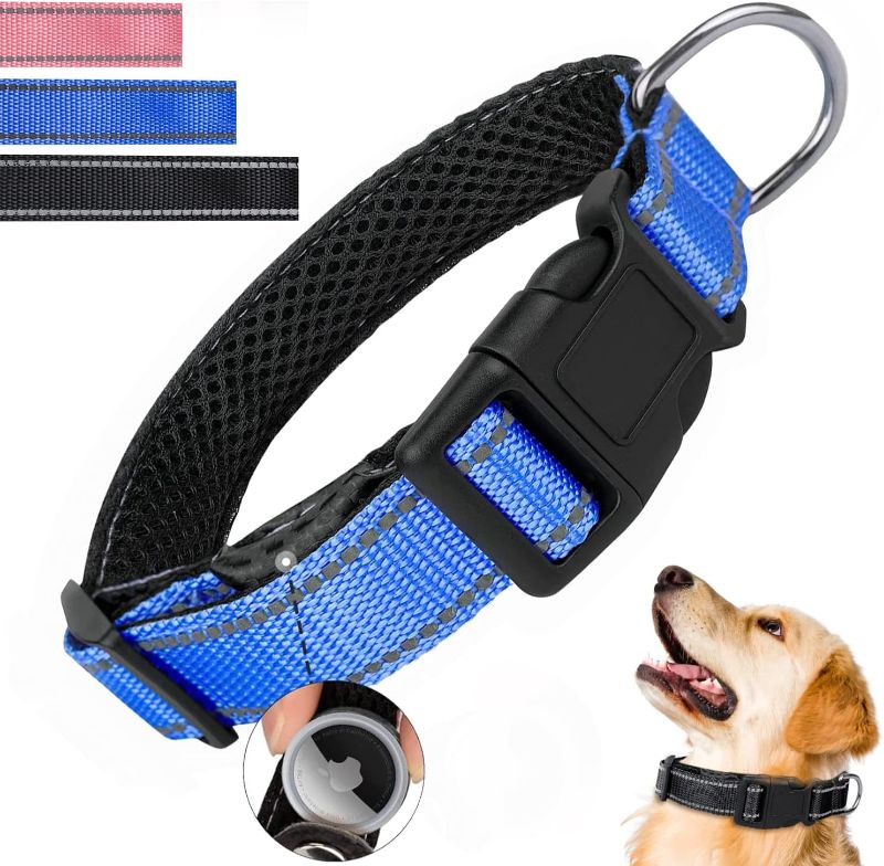 Photo 1 of 
Reflective AirTag Dog Collar, Breathable Blue Nylon Dog Collar with Airtag Holder, The Waterproof Dog Collar Airtag, Dog Tracking Collar, Adjustable AirTag.