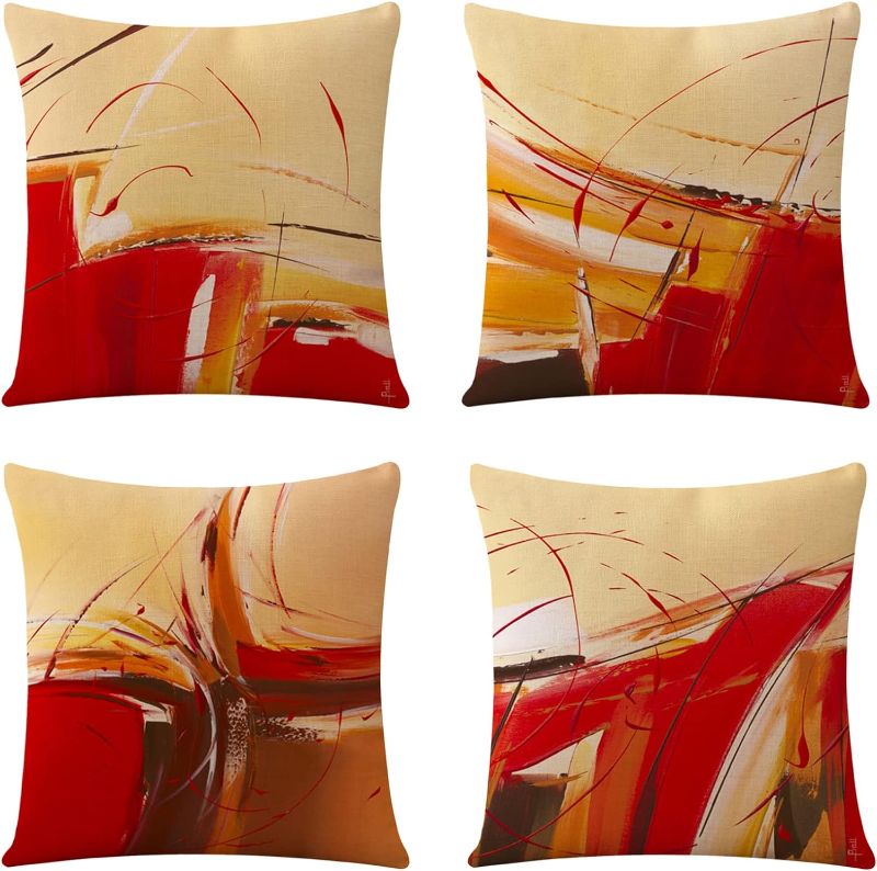 Photo 1 of 
wyooxoo Throw Pillow Covers18x18 Set of 4 Farmhouse Abstract Decorative Pillow Covers Linen Geometric Cushion Covers for Sofa Couch Living Room Outdoor