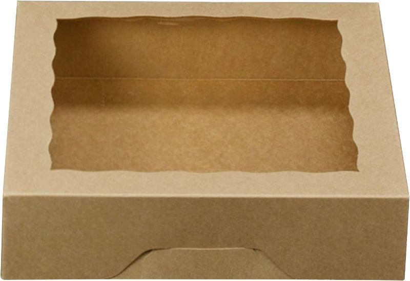Photo 1 of 
[15pcs]10inch Natural Kraft Bakery Pie Boxes with PVC Windows,Large Cookie Box 10x10x2.5inch Pack of 15 (Brown, 15)