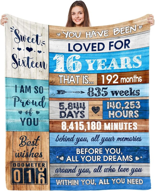 Photo 1 of 
16th Birthday Gifts for Girls Boys Sweet 16 Gifts for Girls Blanket 16 Birthday Gift Ideas Blanket Gifts for 16 Year Old Girl Happy 16th Birthday.