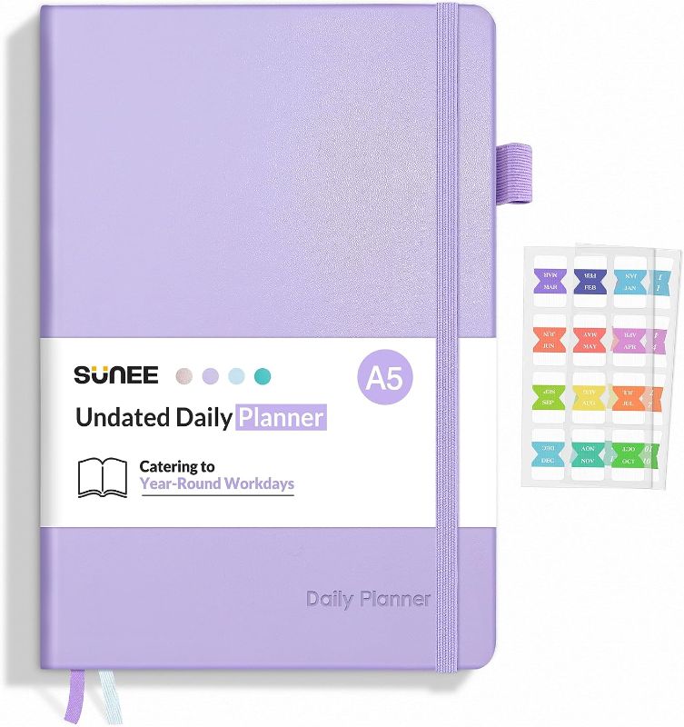 Photo 1 of 
SUNEE Undated Daily Planner with Hourly Schedule, To-Do List, Notes for All-Year-Round Workdays, 5.5"x8.3" Hardcover Daily Monthly & Yearly