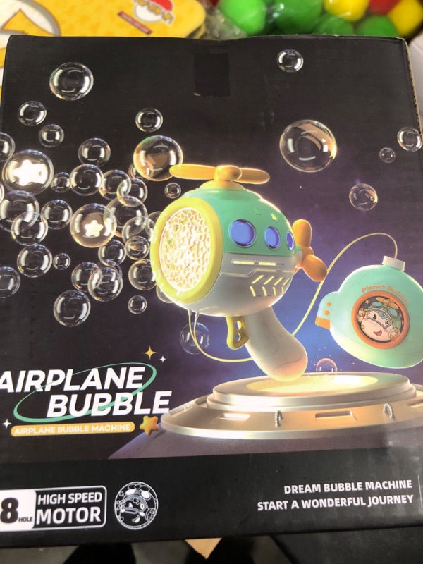 Photo 1 of Auto Bubble Machine Rechargeable Plane Bubbles Machine with 17oz Bubble Solution,LED Light Leak-Proof Design,Automatic Bubble Maker Summer Toys for Kids Adults Outdoor Birthday Wedding Party
