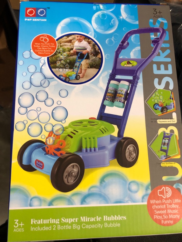 Photo 1 of Bubble Lawn Mower for Toddlers 1-3, Boys Bubble Blower Maker Machine with Lights&Music, Outdoor Push Toys, Gardening Backyard Toys for Preschool Baby Kids 3 4 5 6 7 8