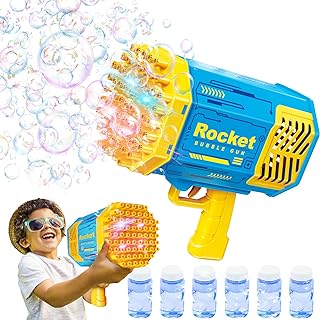 Photo 1 of 69 Holes Rocket Bubble Gun, Bubble Machine Gun Toy with 6 Bottles Bubble Solution, Big Bubbles Guns Toys for Kids Adults Wedding Party Christmas Birthday Present Idea Gift (Blue)
