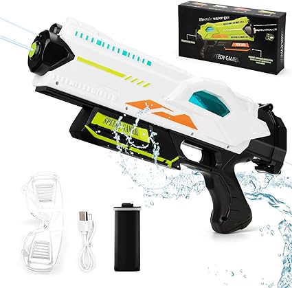 Photo 1 of  Electric Water Gun,Automatic Squirt Blaster Guns up to 28-32 FT Long Range with 500CC High Capacity,Soaker Water Gun for Adult Kid(White)
