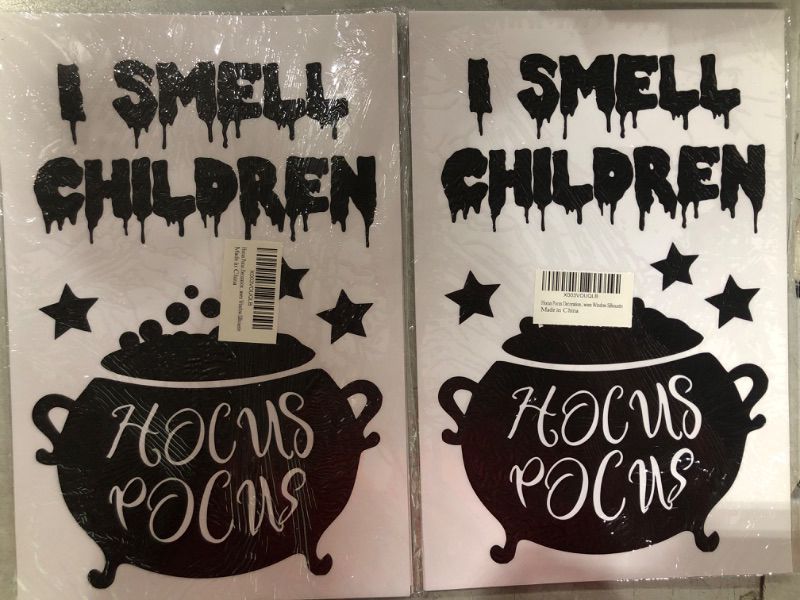 Photo 1 of 2 Pack Bundle of Hocus Pocus Halloween Decorations 8 Sheets Halloween Window Clings Halloween Window Decorations Black Witch Bat Spider Cat Silhouette Window Decal for Halloween Hocus Pocus Theme Party Decorations