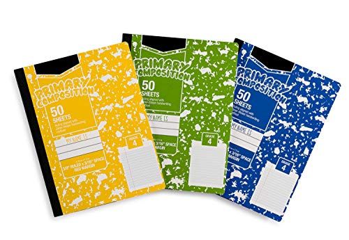 Photo 1 of 2 Pack Bundle Amazon Basics Primary Composition 3/8" Ruled - 3/16" Skip Space, Grade 4, 50-Sheet, 9.75" X 7.5", 3-Pack - Total of 6 Pack