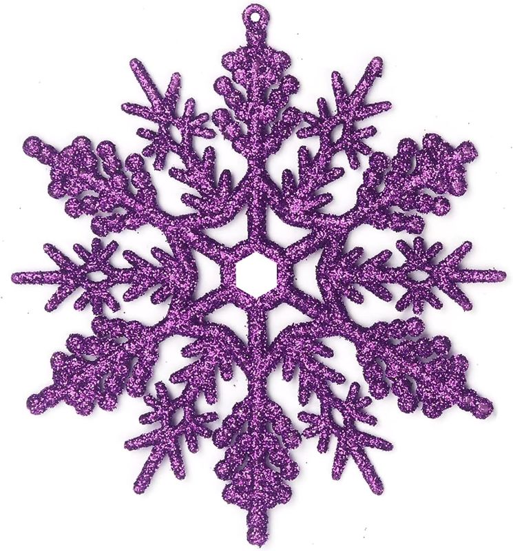 Photo 1 of 2 Pack Bundle of YYCRAFT 6pcs Large Glitter Snowflake Ornament 10 Inch for Christmas Tree Decoration-Purple