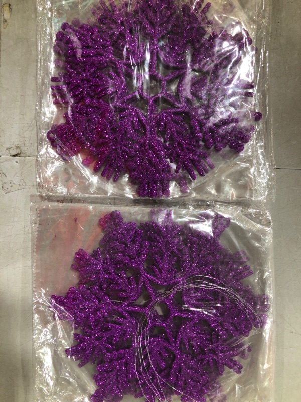 Photo 2 of 2 Pack Bundle of YYCRAFT 6pcs Large Glitter Snowflake Ornament 10 Inch for Christmas Tree Decoration-Purple