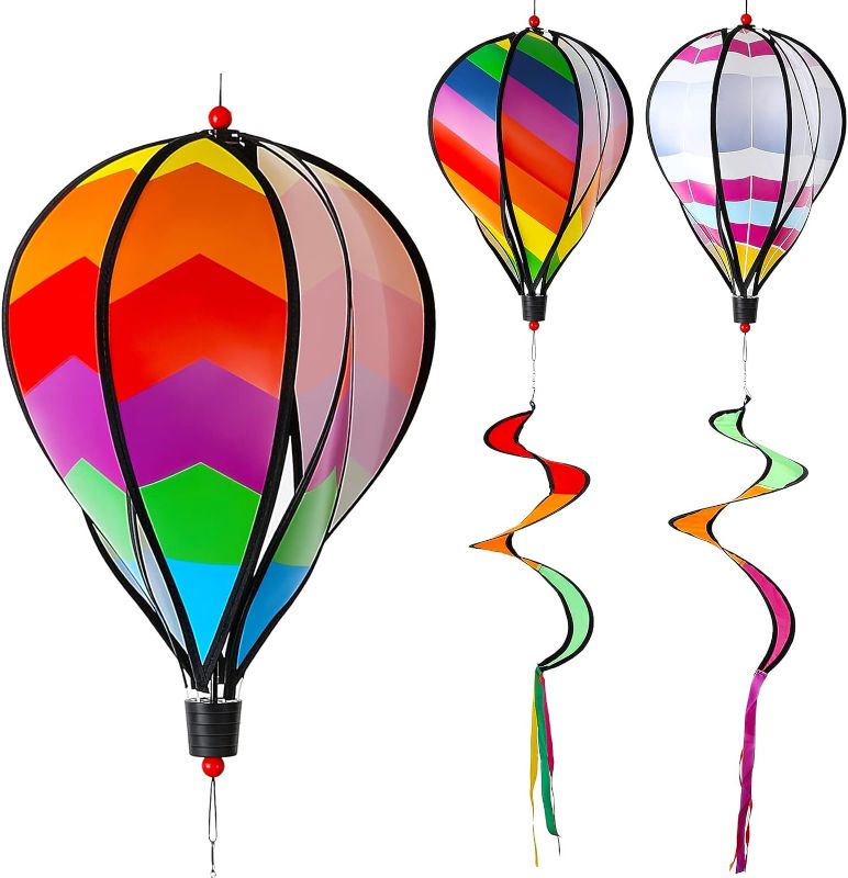 Photo 1 of 5 Pcs Hot Air Balloon Wind Spinners Rainbow Spinner Wind Chime Garden Windmill Spinner Kinetic Hanging Decor for Lawn Yard (Strip Style) See less
 
