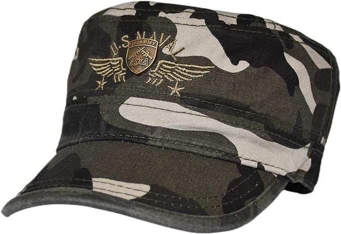 Photo 1 of AOSMI Men’s Flat Top U.S Army Navy Air Force Military Camo Flag Tactical Hat, USN Cadet USMC Veteran Cotton Canvas Cap 