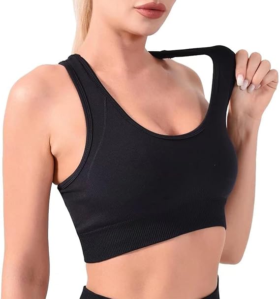 Photo 1 of FRHXUN Sports Bras for Women High Support, Seamless Padded Racerback Sports Bras for Yoga Gym Running and Workout SIZE M