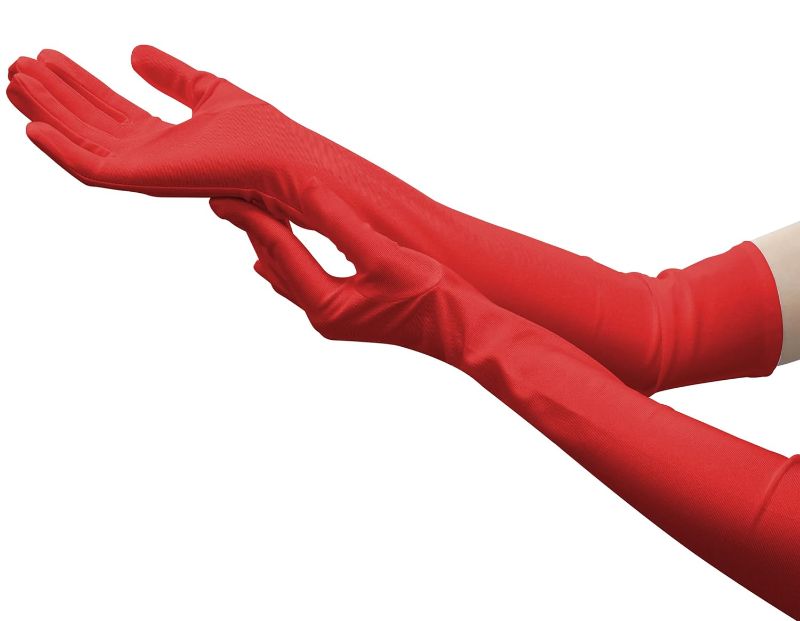 Photo 1 of 20in Women's Long Red Gloves - Elbow Length Gloves Soft Gloves with Touchscreen Fingers for Hand Care,White Gloves 