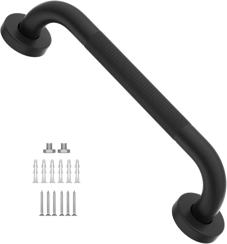 Photo 1 of 12 Inch Anti Slip Shower Grab Bar Oil Rubbed Black, Munzong Bathroom Grab Bar, Knurled Bathroom Balance Bar,Safety Hand Rail Support Handicap Elderly Injury Senior Assist Bath Handle