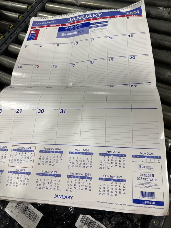 Photo 1 of AT-A-GLANCE 2024 Wall Calendar, 20" x 30", Extra Large, Spiral Bound, Monthly (PM42824) Extra Large 2024 New Edition