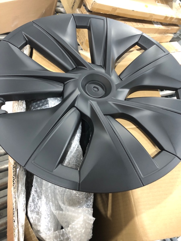 Photo 1 of Limsas Tesla Model Y Wheel Cover Hubcap 19 Inch,Tesla Model Y Accessories, Matte Black Wheel Cover HubCaps Compatible with Tesla Model Y 2021-2023,Hubcaps with Four Logos,Set of 4