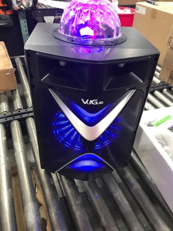 Photo 2 of Karaoke Machine for Adults & Kids, VeGue Bluetooth Speaker PA System with 2 Wireless Microphones, 10'' Subwoofer, Disco Ball LED Light, Singing Machine for Home Karaoke, Party, Church (VS-1088)