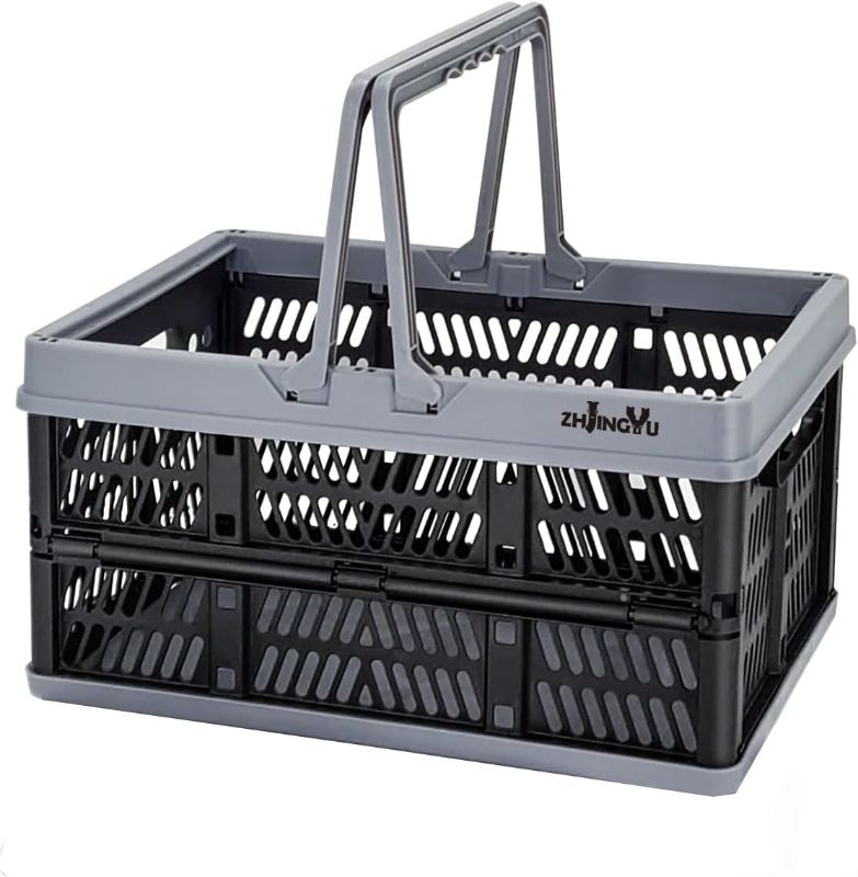 Photo 1 of  crates for storage,plastic baskets for organizing,collapsible shopping basket,foldable crate with Handles,collapsible storage crate,car basket,for Kitchen,Bathroom,Medicine (Black, S)