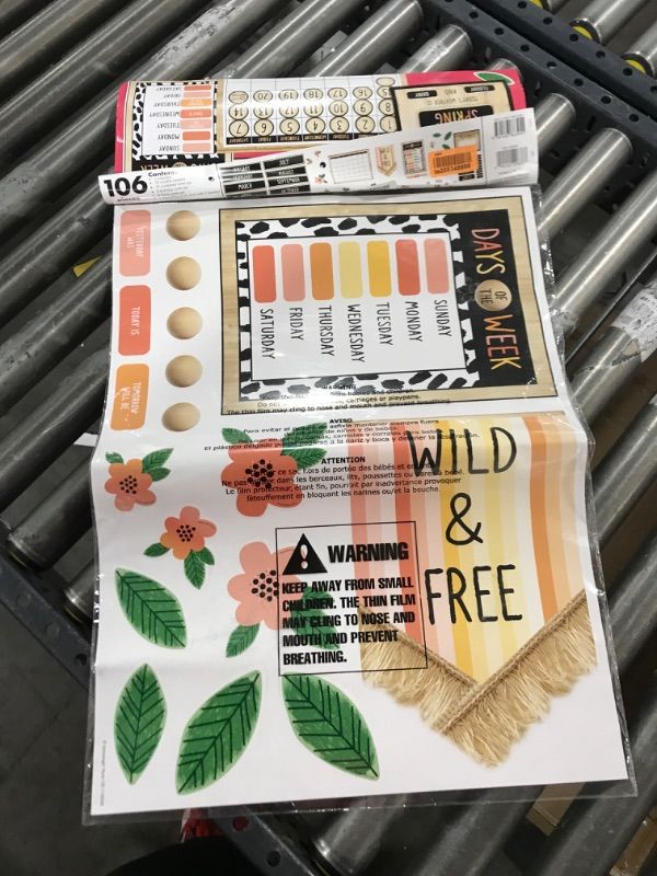 Photo 2 of Schoolgirl Style Simply Safari Calendar Bulletin Board Set, Boho Neutral Wall Calendar With Monthly Calendar Headers, Plant Decor, Days of the Week Chart, Classroom Supplies & Classroom Decor (106 pc)