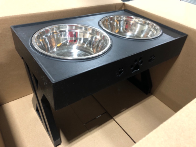 Photo 2 of  URPOWER Elevated Adjustable Raised Dog Bowl with 2 Stainless Steel 1.5L Food Bowls Stand Non-Slip No Spill Dog Dish Adjusts to 3 Heights 2.8”, 8”, 12”for Small Medium Large Dogs and Cats 