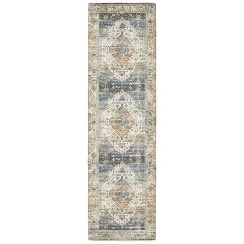Photo 1 of  Home Decorators Collection Harmony Denim 2 Ft. X 7 Ft. Indoor Machine Washable Runner Rug, Blue 