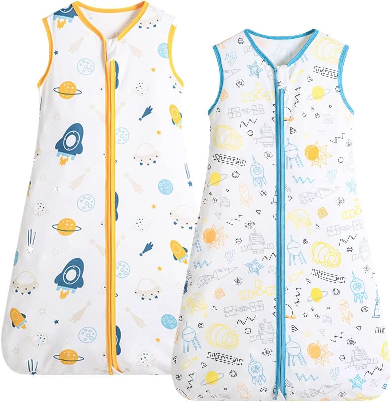 Photo 1 of 12-24 MONTHS Miccina Baby Wearable Blanket Sleep Sack Cotton Newborn Sleeping Bag 2-Pack Sleeveless Swaddle with Zipper
