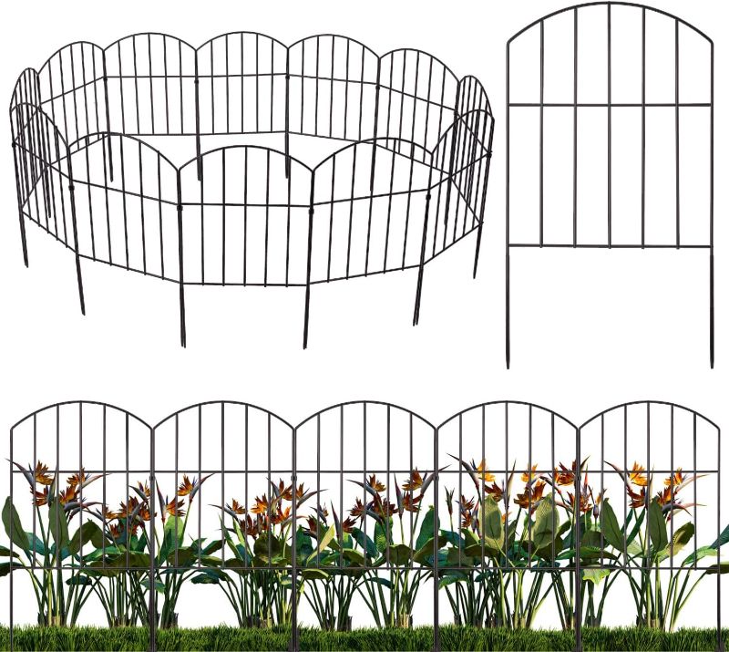 Photo 1 of 12 Pack Decorative Garden Fence, 13FT(L) x23IN(H) Garden Fencing Animal Barrier, No Dig Rustproof Metal Garden Fence for Dogs, Flower Edging for Yard Landscape Patio Outdoor Decor, Arched 