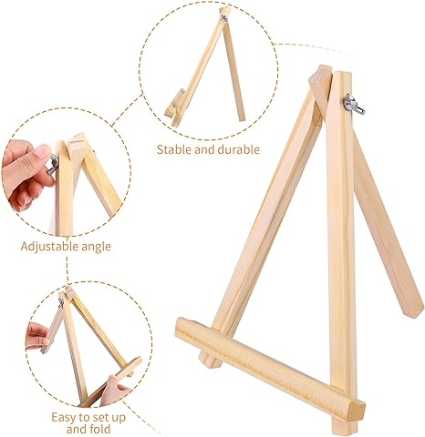 Photo 1 of 20pcs Mini Art Display Stand, 4.9in Wood Easels for Display Table Top Easel for Painting Wooden Art Craft Painting Easel Stand for Kids Students 