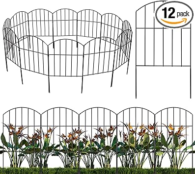 Photo 1 of 12 Pack Decorative Garden Fence, 13FT(L) x23IN(H) Garden Fencing Animal Barrier, No Dig Rustproof Metal Garden Fence for Dogs, Flower Edging for Yard Landscape Patio Outdoor Decor, Arched 