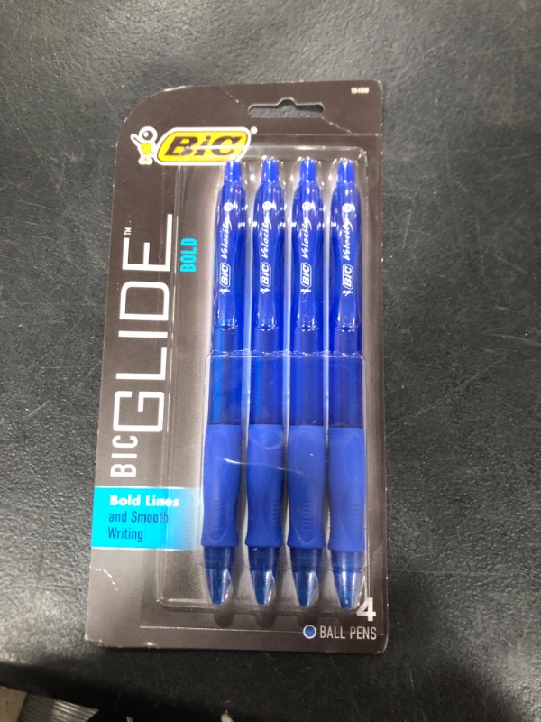 Photo 2 of BIC VLGBP41-Blu Velocity Bold Retractable Ball Pen, Bold Point (1.6mm), Blue, 4-Count 4 Count (Pack of 1) Blue