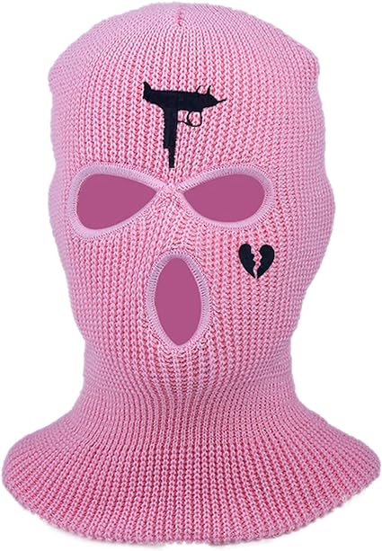 Photo 1 of 3 Hole Full Face Mask Winter, Outdoor Sports Full Face Cover, Knitted Balaclava Face Mask Men Pink, 6 1/8
