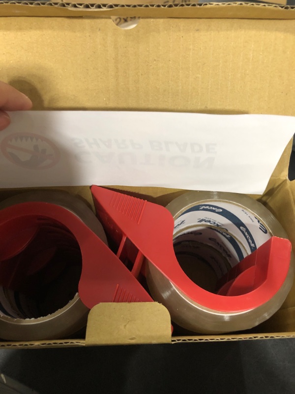 Photo 2 of Excell Anti-BACKFLOW Lightweight Tape Dispenser with Tape (1.88" x 54.6 yd) Designed for Packing, Shipping and Mailing, Strong Seal on All Box Types (6)