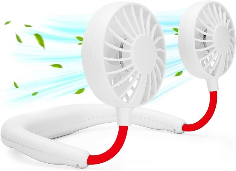 Photo 1 of RJVW Neck Portable Fan, Hand Free Personal Mini Fans USB Rechargeable,360 Degree Free Rotation for Traveling, Sports, Office, Reading (3 Speed Adjustable, Headphone Design) Wearable Neckband Cooler
