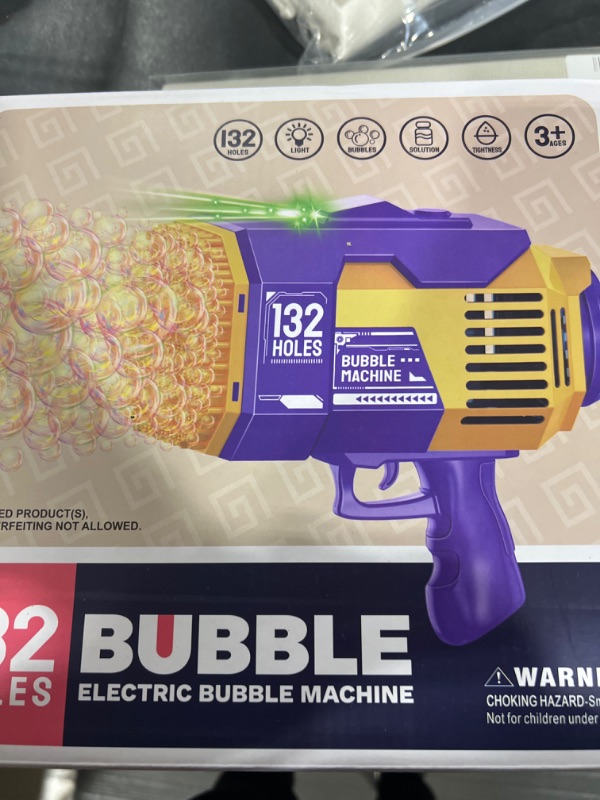 Photo 2 of VBSD Bazooka Bubble Gun, 132 Holes Bubble Blaster with Extra 10 Concentrated Bubbles Solution, Excellent Kids Toy for Boys Girls Aged 3 and Up, Bubble Machine for Birthday, Wedding, Outdoor Fun(Green)