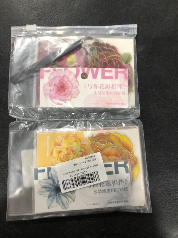 Photo 1 of 100 Pcs 3D Flower Stickers Set, Mini Floral Stickers, Waterproof Transparent Vintage Flower Stickers for Journaling Scrapbooking DIY Crafts Albums Computer Aesthetic Decoration