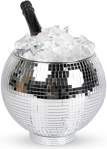 Photo 1 of Disco Ball Ice Bucket Drink Bowl Vase Bar Accessories Champagne Decorations Party Bottle Cart Wine Cooler Diffuser Cocktail Basket Vases Centerpieces Bachelorette Candle Silver Infuser
