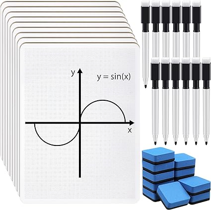 Photo 1 of Colarr 12 Set Dotted Dry Erase Board 9" x 12" Small White Board Dry Erase Lap Boards Mini White Boards Double Sided Whiteboards for Students with 12 Pens and 12 Erasers for Kids Teachers Class Office 