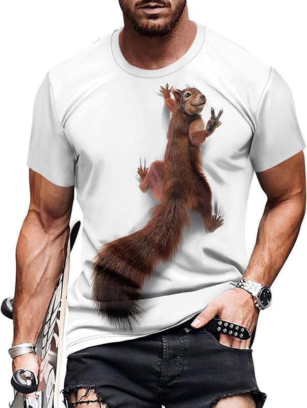 Photo 1 of 3D PRINT GRAPHIC TEE SQUIRREL MENS 2X LARGE