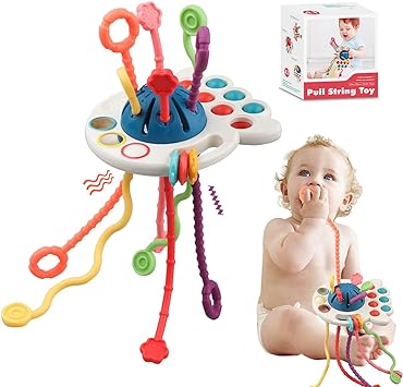 Photo 1 of Baby Montessori Sensory Toys - Toddler Learning Activities Travel Pull String Toys - Fine Motor Skills Teething Toys - Gifts for 6 9 12 18 Month Age 1 2 3 One Two Year Old Boys Girls Infant Toys
