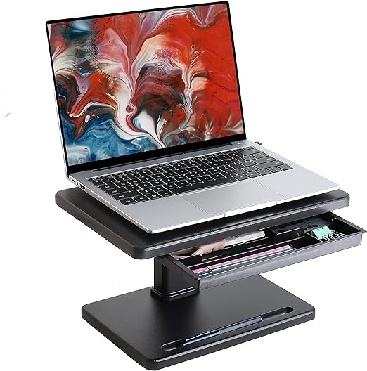 Photo 1 of Fydeamer Monitor Stand, Adjustable Monitor riser for Desk, Computer Stand with Storage Drawer, Metal Computer Riser Compatible with Laptop PC, Office and Home Desk Accessories
