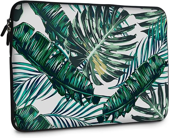 Photo 1 of iCasso 13-13.3 inch Laptop Sleeve Bag, Waterproof Shock Resistant Neoprene Notebook Protective Bag Carrying Case Compatible MacBook Pro/MacBook Air - Palm Leaves
